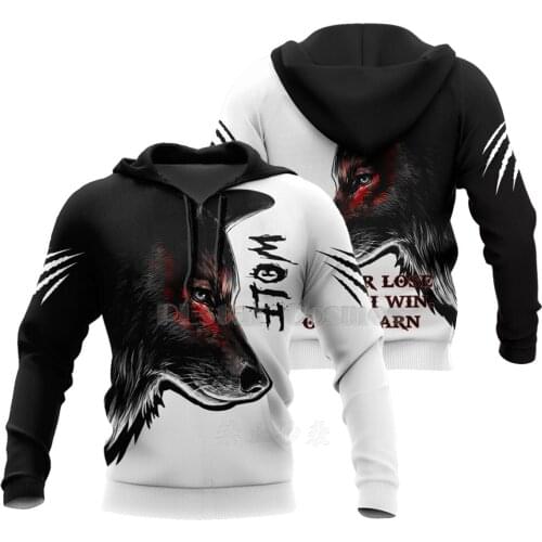 Hipster Cartoon hoodie off white Clothes hoodies animal Wolf 3D Printed Sweatshirt Personality black Top Tees Hip Hop jacket