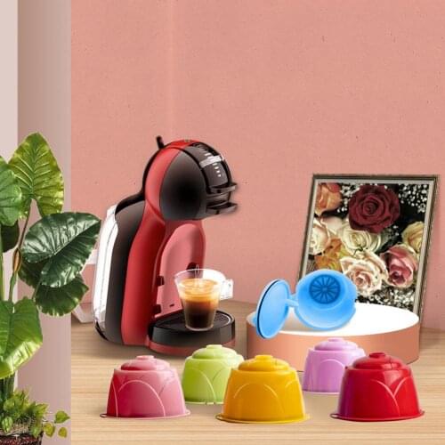 Coffee Capsules 6Pcs/Set Plastic Reusable Refillable Coffee Filter Capsule Cup for Dolce Gusto With Spoon Brush Kitchen tool