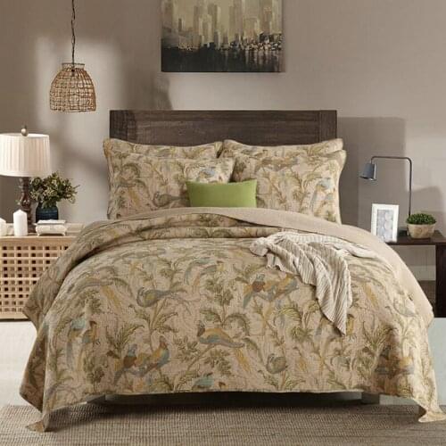 20 Patterns Printed Bedspread Cotton Quilt Set 3PCS Quilts Quilted Coverlet Bed Cover Pillowcase King Queen Size Summer Blanket