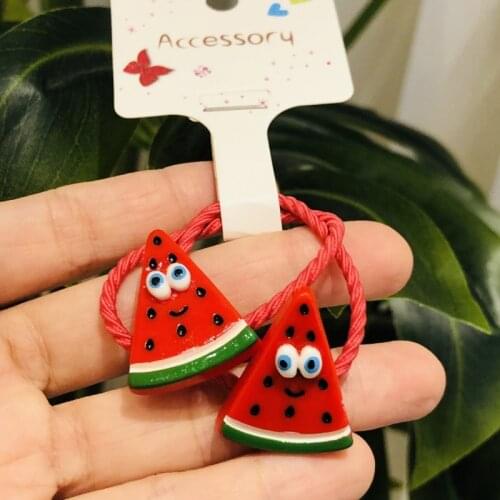 2Pcs Fruit Vegetable Hair Accessories Children Rubber Bands Scrunchies Elastic Hair Bands Girls Headband Decorations Ties