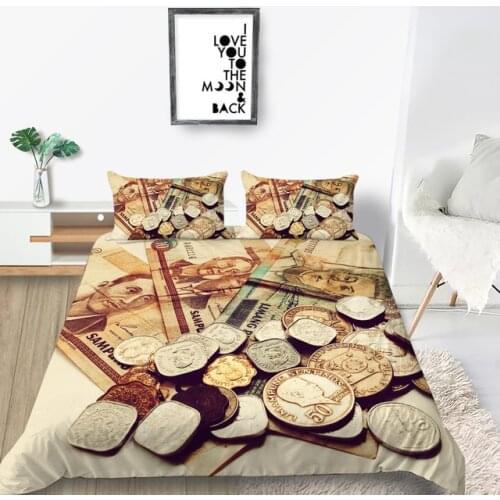 3D Money Duvet Cover Comforter Bedding Sets Queen Luxury Creative Circle Unique Design Bed Set For Adults Fashion Bed Clothes