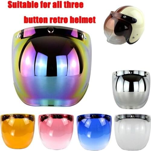 Motorcycle Helmet visor Lens Vintage General 3 button Bubble visors Mirror Helmet visors Shield Motorcycle helmet visor