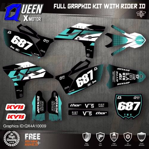 QUEEN X MOTOR Custom Team Graphics Backgrounds Decals 3M Stickers Kit For YAMAHA 2010-2013 YZF250 009