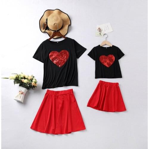 Mother and Me Dress Summer 2 Piece Sets Family Outfit Matching