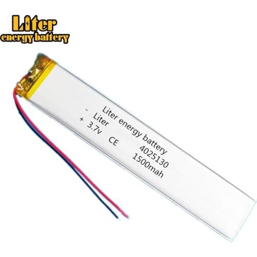 3.7V 1500mAh 4025130 polymer lithium rechargeable battery for GPS DVD bluetooth recorder e-book camera LED light watch