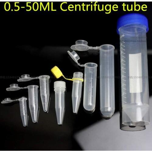 Medical Centrifuge tube 0.5 1.5 4 10 15 50ml Volume Plastic Bottles with Screw cap Transparent container Can legislate vials