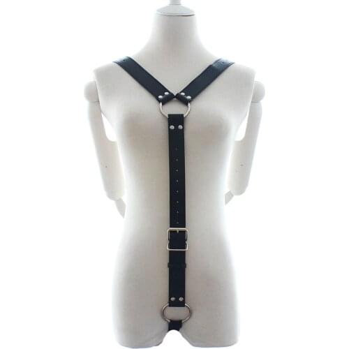Mens Goth Adjustable Leather Caged Shoulders Punk Costume Straps Adult BDSM Bondage Belt Lingerie With Cock Ring Erotic Straps