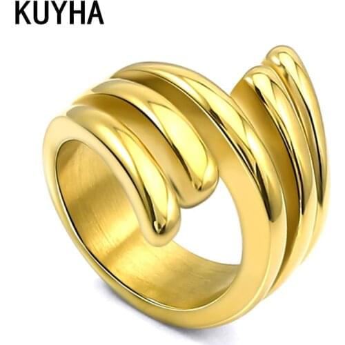 Classic Round Hollow Ring Sets For Women Gold/Silver Color 316L Stainless Steel Wedding Engagement Female Finger Jewelry US size