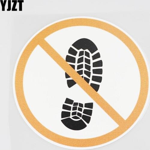 YJZT 12.2CMX12.2CM No Walking Is Allowed Here PVC Decal Car Sticker Shoe Print 11B-0025