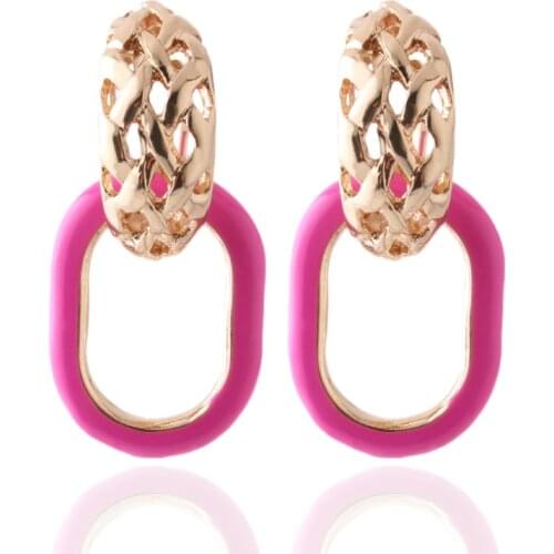 NeeFu WoFu Shaking Earrings Ring Printed Metal For Woman Ear Oval Large Brinco Printing Oorbellen Earrings Jewelry Easter
