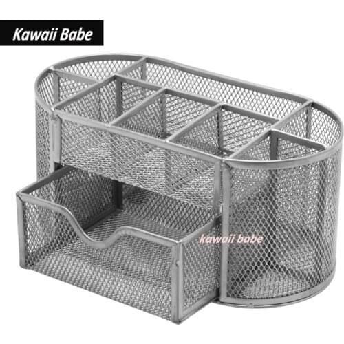 Office Desk Organizer Pencil Pen Holder Metal Penalty Organizer Mesh Table 9 Grids Design Storage Box Drawer for Neatening Tools