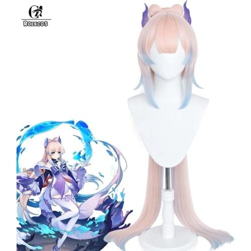 ROLECOS Game Genshin Impact Kokomi Cosplay Wig Sangonomiya Kokomi Cosplay Wig 120cm Gradient Women Headwear Synthetic Hair
