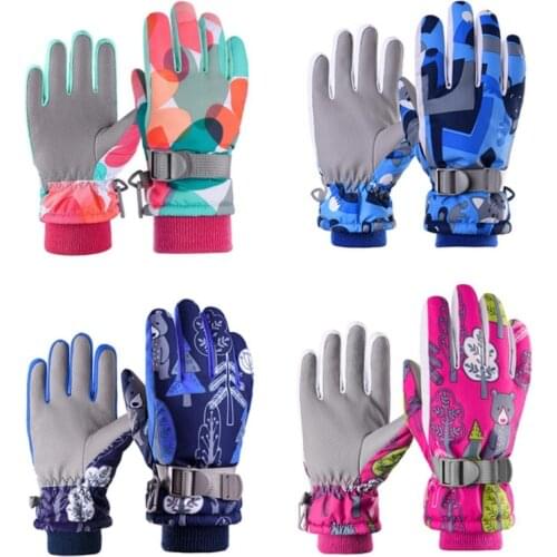 Children Skiing Gloves Kids Winter Cycling Riding Gloves Outdoor Sports Snow Waterproof Windproof Mittens Extended Wrist
