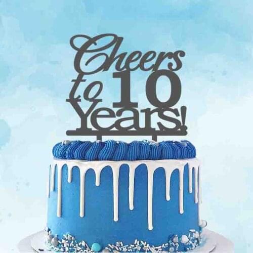 Personalized Wedding Anniversary Cake Topper Custom Your Number Cheers to 10 Years Wedding Anniversary Cake Decoration Topper