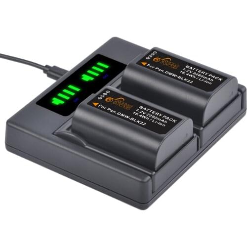 Pickle Power DMW-BLK22 DMWBLK22 Battery and LED Display Dual Charger for Panasonic Lumix DC-S5, DC-S5KK Camera
