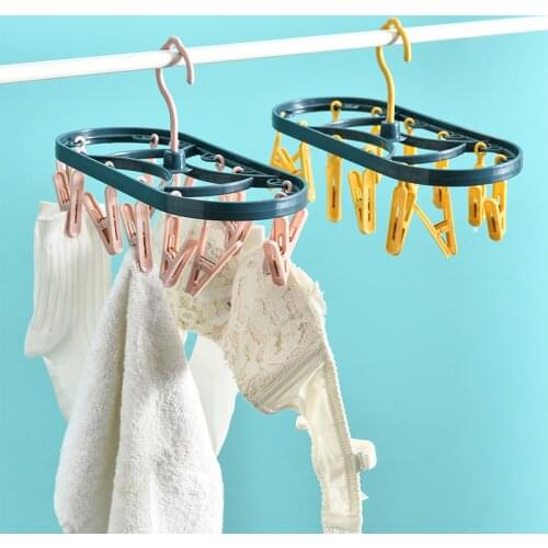 Plastic drying rack 12 clip windproof multifunctional dormitory household underwear drying rack student socks rack
