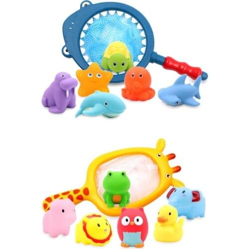 Floating Animal Shaped Baby Bath Squirt Toys Toddler Salvage Toy Set Water Games Float Fishing Game Little Ocean Bathtub H055