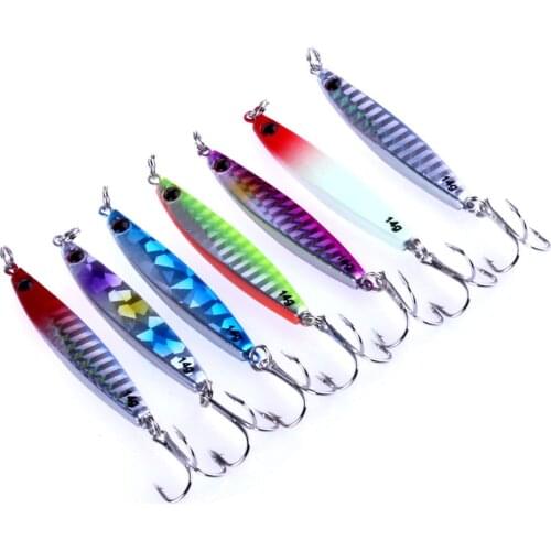 Lure Fishing Lure iron plate Jig Jiging Metal 60cm 14g 6 # Hooks Seven Color Colorful Bionic Bait Fake Lure Random delivery