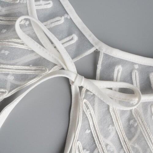 Q39C Detachable False Collar Embroidery Neck Ruff Mini Cape Covering Collar for Women Girls Elegant Style