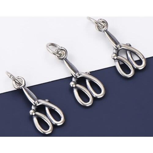 925 Sterling Silver Funny Design Scissors Drop Charms Manual Necklace Bracelets Silver Pendants Findings DIY Jewelry Making