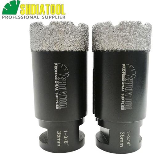 SHDIATOOL 2pcs 5/8-11 Thread Dia35mm Vacuum Brazed Diamond Dry Drilling Core Bits Ceramic Tile Granite Marble Diamond Drill Bits