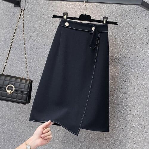 Blue Midi Office Lady Plus Size Oversized 5Xl Large Korean Fashion High-Waisted Vintage Summer WomenS Clothing Skirts 2021