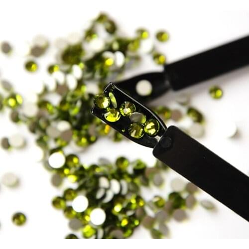 YANRUO Olivine Flat Back Crystal Nail Rhinestone 3D Non HotFix Nail Art Decoration DIY Glass Manicure Accessories
