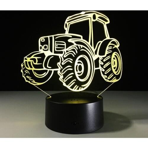 Tractor 3D LED Night Light 7 Colors Changing USB Table Desk Lamp Remote Control Mood Lights for Boys Kids Gift Bedroom Decor