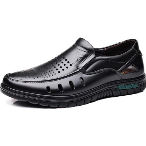 Fashion Summer Shoes Men Genuine Leather Footwear Fashion Man Business Shoes Cow Leather Mens Casual Shoes KA3605