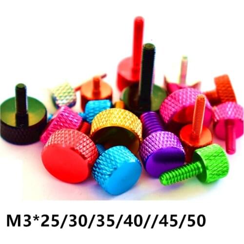 M3 Colorful Aluminum Alloy Flat Head Knurled Screws Hand Screw For RC Airplane Model Computer Case Hard Disk Screw