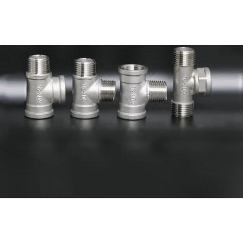 All Types 1/2" BSPT Male Female Thread Tee 3 Ways 304 Stainless Steel Pipe Fitting Water Gas Oil Fuel Home Garden