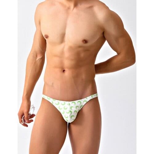 Green print sexy tight low waist swimwear men bikini swimsuits 2021 hot gay sunga swimming pool party swim briefs bathing suits