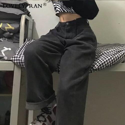 Womens Korean High Waist Straight Jeans 2021 Spring Casual Loose Wide Leg Pants For Female Lady Fashion Vintage Streetwear Pant