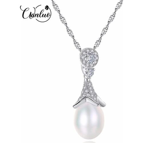 WANLUO Selling Natural Pearl Jewelry Pendant Necklace With Lovely Flower Shape 925 Sterling Silver For Women Romantic Wedding