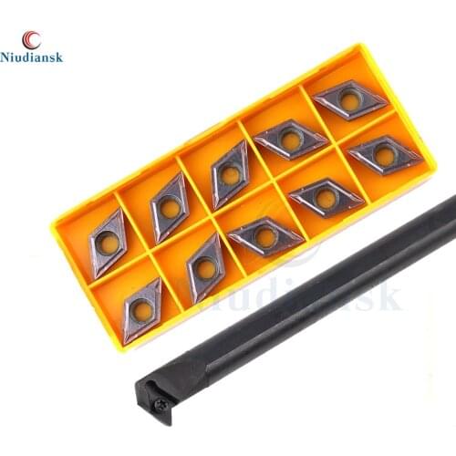 1pc S16Q-SDWCR11 Inner Hole Turning Tool Holder S20R-SDWCR11 S25S-SDWCR11 SDWCL + 10pcs DCMT11T3 CNC Lathe Tools Carbide Inserts