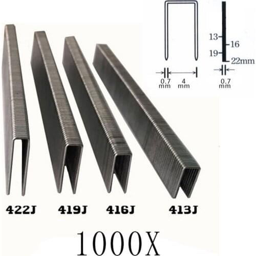 13/16/19/22mm Steel Nails 1000PCS U-shaped Code Nails For Staple Gun Stapler Furniture Wood Processing Woodworking DIY Tool