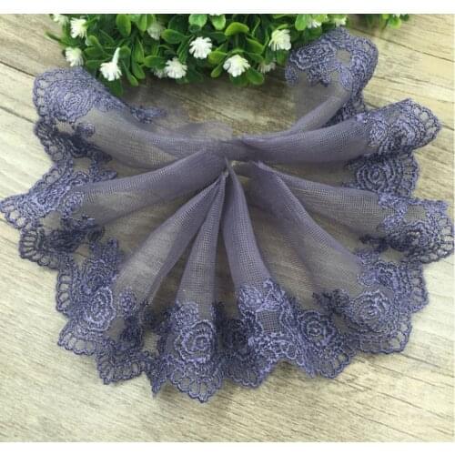 14Yards Handmade DIY Clothing Accessories Colorful Embroidery Lace Fabric Gray Lace Trim
