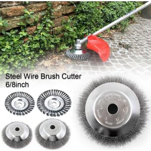 150/190mm Steel Trimmer Head Garden Weed Steel Wire Brush Break-proof Rounded Edge Weed Trimmer Head for Power Lawn Mower Grass