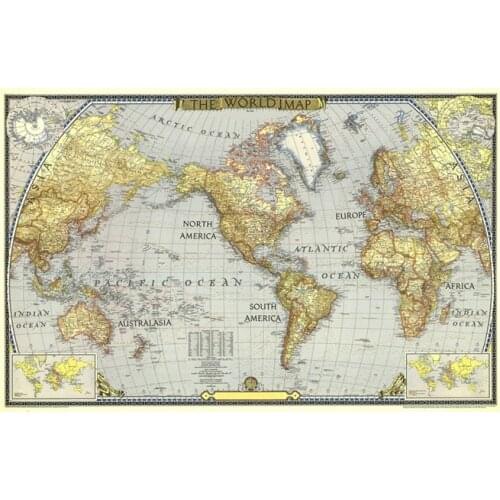 1943 Globe World Map 225*150cm No Frame Atlas Poster World Map Wall Sticker Decoration for Home Office School Supplies