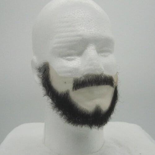 2018 hot selling human hair lace beard Natural Black Celebrity moustache and full beard whiskers /Hand-Tied FAKE FACIAL HAIR