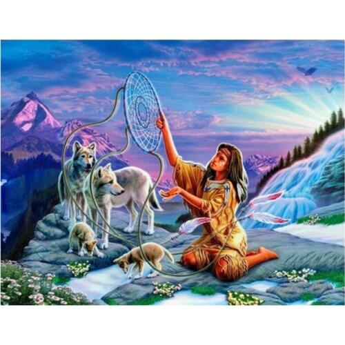 5D DIY Full Round/Square Diamond Painting Animal Wolf 3D Embroidery Cross Stitch Rhinestone Mosaic Home Decor Art Y173