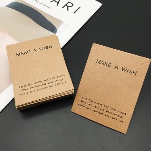 7cmX9cm Fashion Trendy make a wish Paper DIY card for necklace packing hangtags and bracelet wrappers