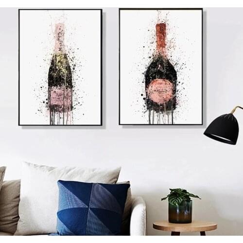 Abstract Champagne Graffiti Art Canvas Painting Wall Art Posters Prints Wall Pictures for Living Room Home Decor Wall Cuadros