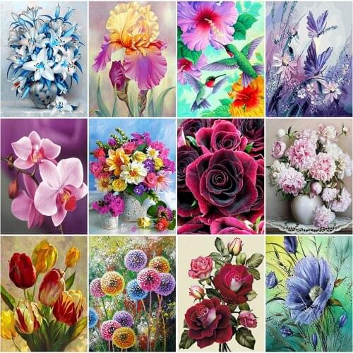 EverShine 5D Diamond Painting Flower DIY Diamond Embroidery Dandelion Full Square Rose Picture Mosaic Rhinestones Home Decor