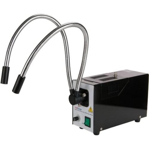 AmScope 150W Fiber Optic Dual Gooseneck Illuminator for Microscopes HL250-BY