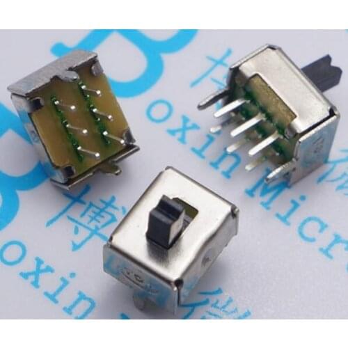 Free shipping 100PCS/LOT SS22D07 SS-22D07 6PIN 2P2T DPDT toggle switch side slide switches handle 4mm best quality