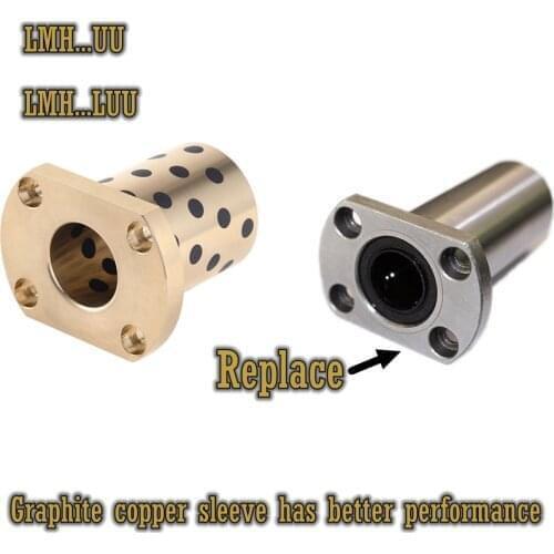 More Durable LMH6UU LMH6LUU LMH8UU LMH8LUU LMH10UU LMH10LUU LMH12UU LMH12LUU Flanged Bronze Impregnated Graphite Oilless Bushing