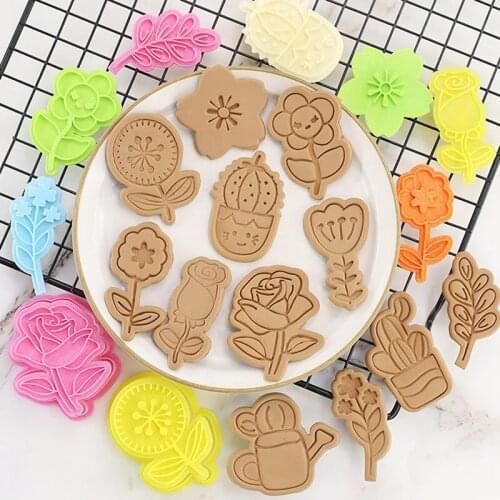DIY Flower Biscuit Mold Cookie Cutter Plastic Cake Decorating Tools Cookie Cutter Stamp Fondant Sugarcraft Embosser