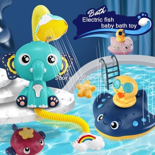 Baby Bath Water Playing Toys Devil Fish Electric Water Spray Toy Baby Early Education Bathroom Beach Gifts Bath Toy