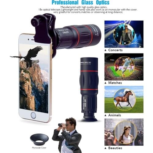 For Dropshipping APEXEL 18X Telescope Camera Lens Zoom Telephoto Mobile Phone Lens Kit Phone Selfie Tripod